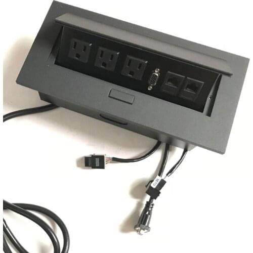 2019 US plug with 3 US power 1 VGA 1 TEL 1 Network thick panel spring open type RJ45 Information outlet box