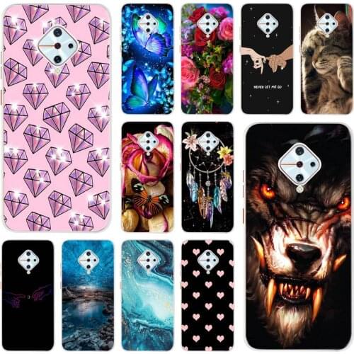 For VIVO V17 Case 6.38" Cartoon Silicon Cover Soft Diamond Printed Phone Case For VIVO V17 V 17 S1 Pro 1920 Y9S Coque Back Cover