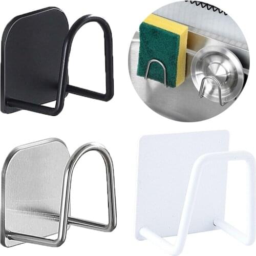 Kitchen Sponges Holder Self Adhesive Sink Sponges Drain Drying Rack 304 Stainless Steel Storage Holder Kitchen Sink Accessories