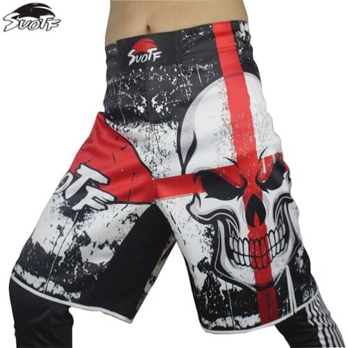 SUOTF M-XXXL Skull Pro MMA Fight MMA short shorts Muay Thai kick boxing gel cage pants pants Sanda boxing sport pants