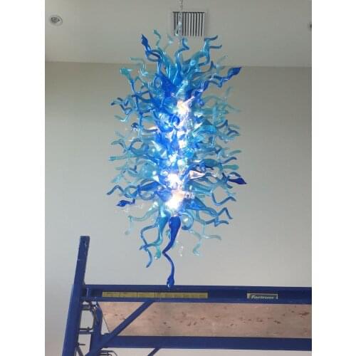 European Style 110v-240v LED Bulbs High Hanging Blue Colored Chandelier Prisms