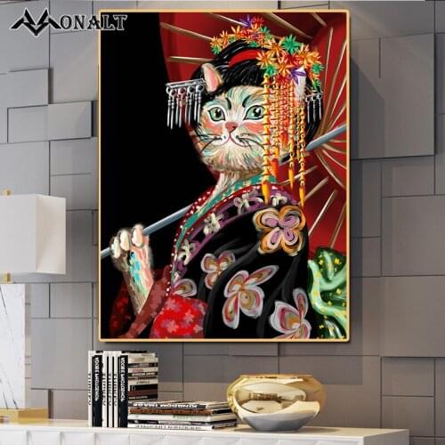 Japan Style Vintage Court Gentleman Animal Cat Picture Anime Posters Modern Abstract Art Wall Paintings Girl Bedroom Decoration
