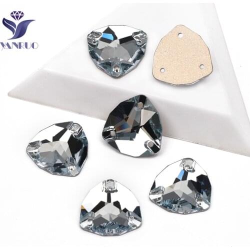 YANRUO 3272 All Sizes Light Sapphire Trilliant Crystal Sew On Stones Strass Flat Back Rhinestones For Sewing Accessories