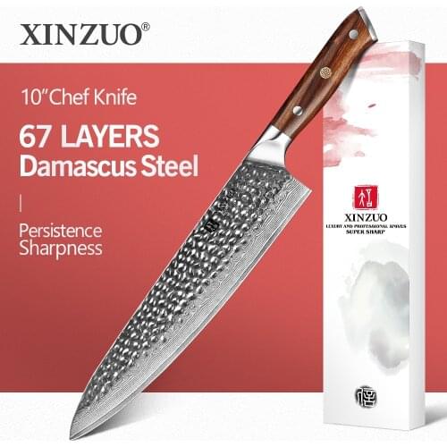 XINZUO 10'' inch Japanese Chef Knife Damascus Steel Kitchen Carving Vegetables Knives for Slicing Ebony Handle Dropshipping