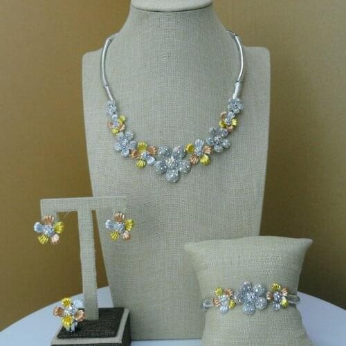Yuminglai African Elegant Ladies Nigeria Fashion Flower Design Jewelry Sets FHK7326