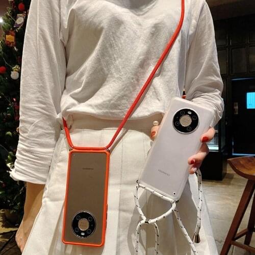 Skin feeling Protection Strap Cord Chain Phone Cases For Huawei MATE 20 PRO 30 40 Lanyard