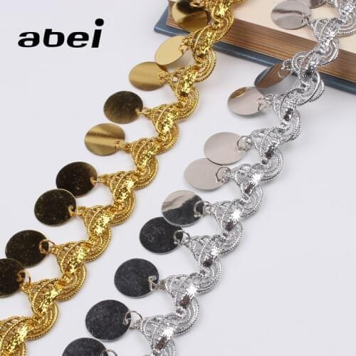 35mm 2Yards Gold Silver Sequins Fringe Lace Paillette Tassel Ribbon Latin Dance Dress Cosplay Costume Sewing Garment Accessories