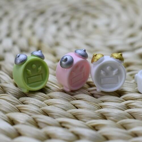 10pcs/lot Resin simulation alarm clock mini toy 15mm Cabochon Scrapbook Embellishment DIY