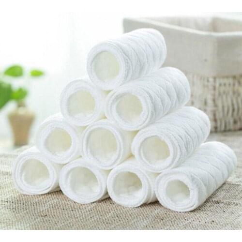 10Pcs/lot Diaper Nappy Liners Reusable Baby Infant Newborn Cloth Insert Three Nappies Layers Cotton Baby Care Products