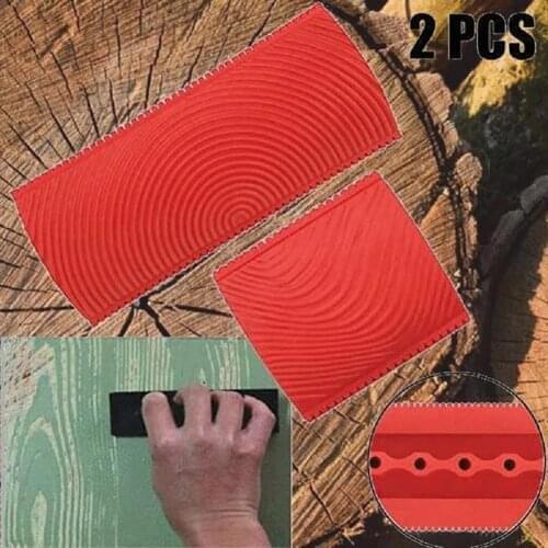 2pcs DIY Wood Graining Tool Kit Graining Pattern Wood Grain Paint Roller Brush Tool Wall Painting Decor Brushing Painting Tools