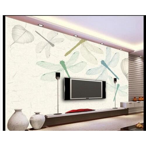 3D wallpaper cuetom mural non-woven wallpaper Hand-painted veins dragonfly TV setting wall tree beauty home decoration