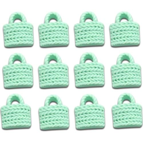 50Pcs Light Green Bags Resin Decoration Crafts Beads Frame Flatback Cabochon Scrapbook DIY Embellishments Accessories