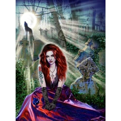 Diamond Painting 5d The Vampire Woman Cross Stitch Diamond Art Gothic Art Portrait Embroidery Square Round Drill Decor A2150