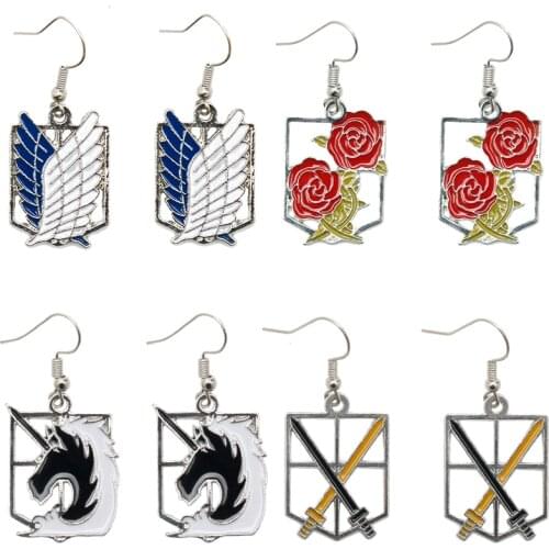 Anime Jewelry Earrings for Women Attack On Titan Giant Legion Flag Logo Drop Earring Girl Female Party Trinket Dangle Earrings