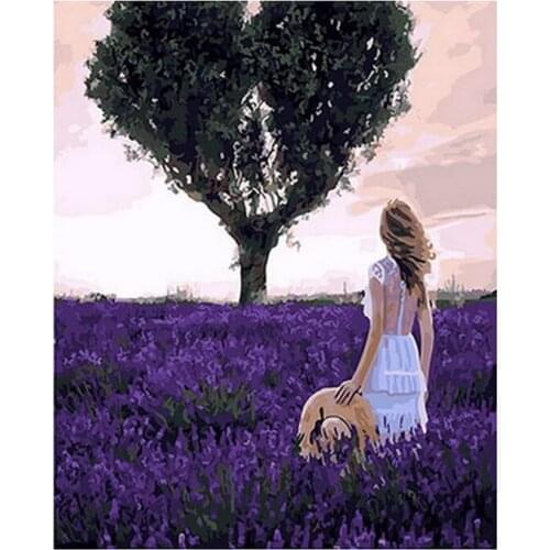 Frameless diy painting by numbers picture oil painting on canvas for home decor animal painting 4050cm lavender field