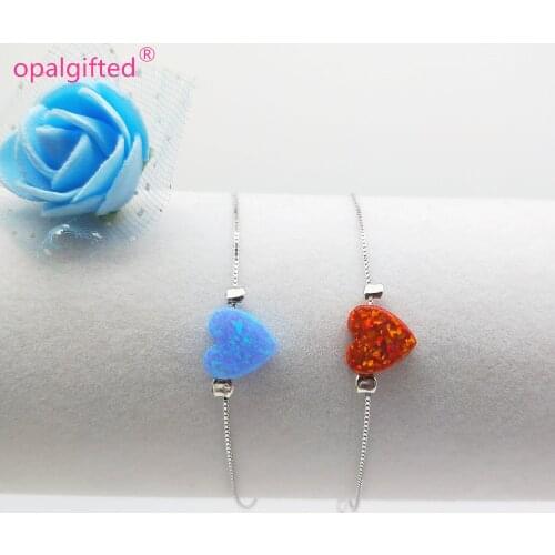 1pc Free shipping Romantic 10mm Synthetic opal heart Bracelet Heart Design Opal Stone Bracelets for Women many colors choose