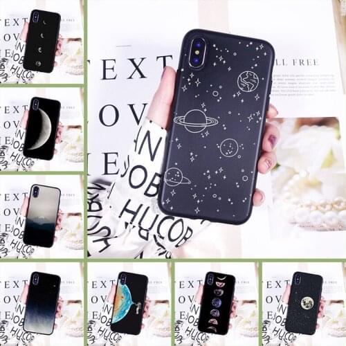 Phone Case For iPhone X XR XS MAX 8 7 6S 6 S Soft Silicone Aesthetic Star Art Moon Space Back Cover For iPhone 6 S 6S 7 8 Plus