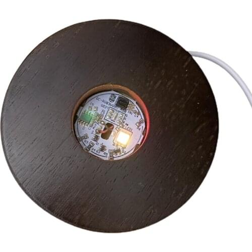 Handmade Wooden LED Light Dispaly Base 3D Crystal Glass Resin Art Ornament Night Lamp Lighted Stand