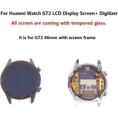 For Huawei Watch GT2 46MM LTN-B19 DAN-B19 LCD Display Screen +Digitizer Touch Panel With Frame Assembly Silver Black Brown