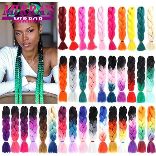 Jumbo Braiding Hair Extensions Ombre Jumbo Box Braids Hair for Black Women Synthetic Fiber Fake Hair Yellow Pink Purple Blue Red
