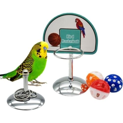 Pet Bird Parrot Toy Basketball Hoop Props Parakeet Bells Balls Puzzle Game Chew Play Toys Bird Supplies