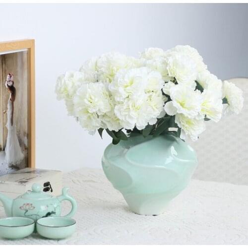 Artificial flower carnation fake silk white flowers home table decor mothers day gift wedding decoration DIY flower arrangement