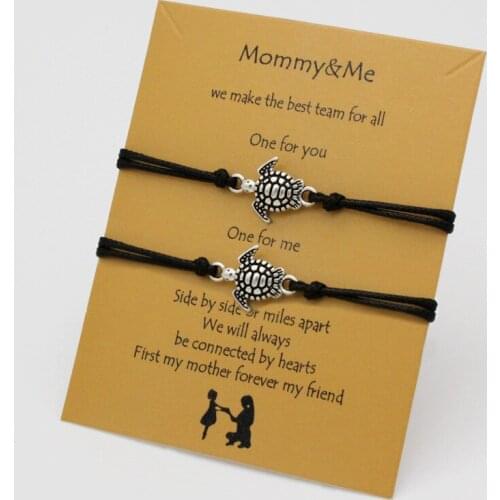 A SET) Sea Turtle Tortoise Bracelets Mother Daughter Mommy Adjustable Rope Fashion Jewelry Women Girl Unisex Gift Drop Shipping