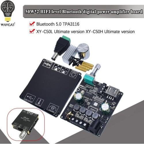 MINI Bluetooth 5.0 Wireless Audio Digital Power amplifier Stereo board 50Wx2 Bluetooth Amp Amplificador Updated for ZK-502L