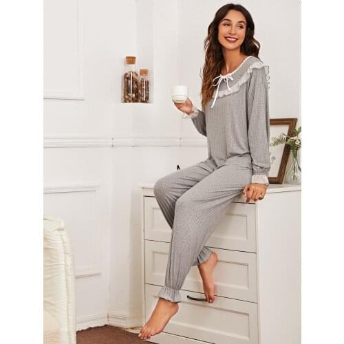 Autumn Winter New Arrivals Womens Sleep Lounge Pajamas Long Sleeved Woman Pajama Set Pyjamas Princess Lace Home Clothing