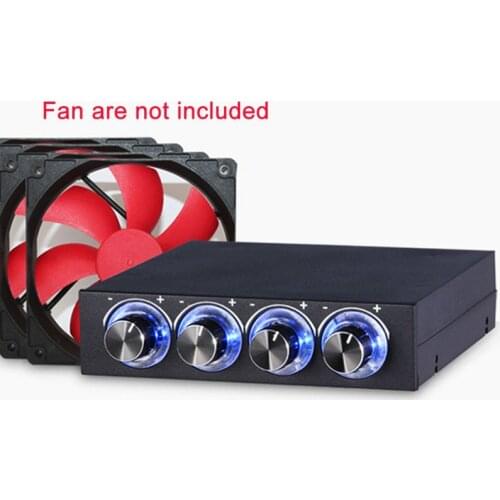 Cooling System 3.5inch PC HDD 4 Channel Speed Fan Controller Blue/Red LED Controller Front Panel For Computer Fans