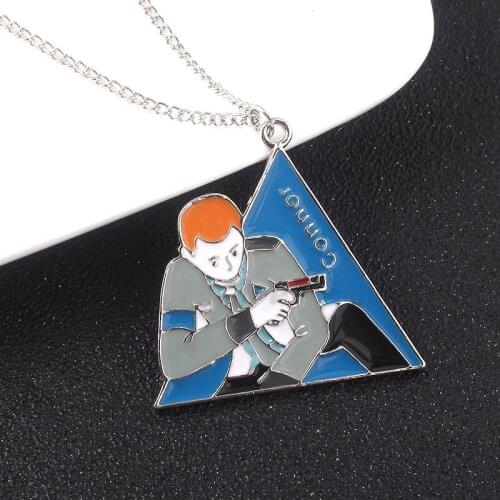 RJ Game Detroit: Become Human Figure Image Item Blue Drip Oil Triangle Pendant Chain Jewelry Accessories Gift
