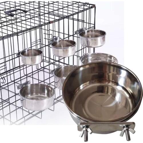 Hanging Cage Bowl For Pet Birds Anti-turnover Stainless Steel Feeding Food Drinking Feeder Dish Cup For Parrot Parakeet Feeders