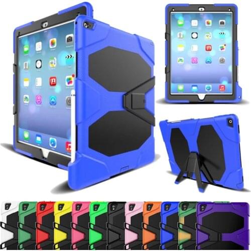 For iPad Pro 12.9 Case 2017 2015 Cover Silicone Shockproof Heavy Duty Kickstand Hand brace 3 Layer Hard Full Body Protector