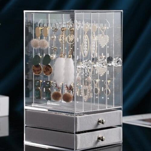 Jewelry Dustproof Storage Box Desktop Jewelry Necklace Earring Storage Box Large Capacity Bracelet Display Stand Ring Shelf