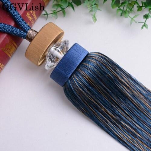 QGVLish 2Pcs Crystal Curtain Tassels Tiebacks Hanging Belts Balls Bind Ropes Brush Straps Curtain Accessories Tieback Fringe