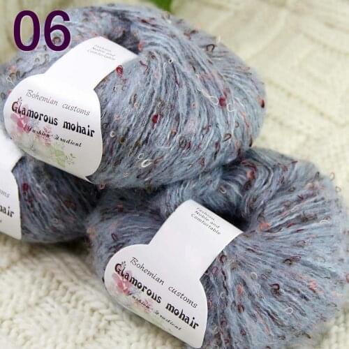 Sale 3SkeinX50gr Luxury Fluffy Soft NEW MOHAIR Shawls Hand Knit Crochet Yarn Light blue 825-06-3