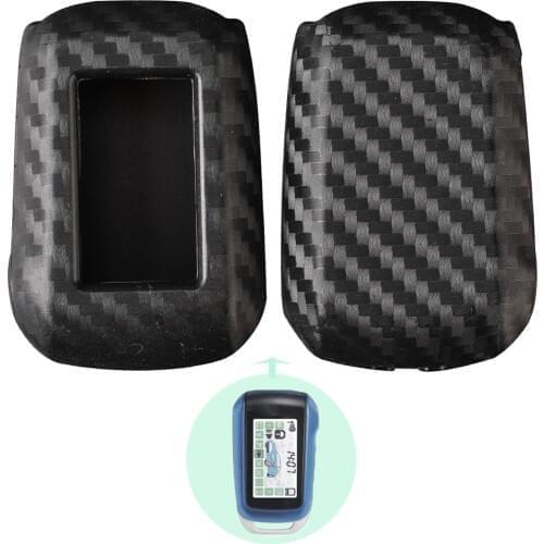 Bilchave Carbon Fiber Silicone Remote Key Case Fob For Russian Starline A92 A94 V62 A62 A64 Tamarack 2 Way Car Alarm LCD Holde