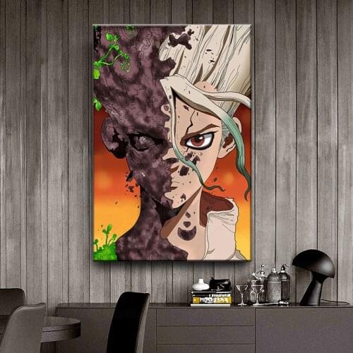 Nordic Canvas Painting Poster Printed Anime Dr.STONE ​Ishigami Senku Shishio Tsukasa Pictures Home Decoration Living Room