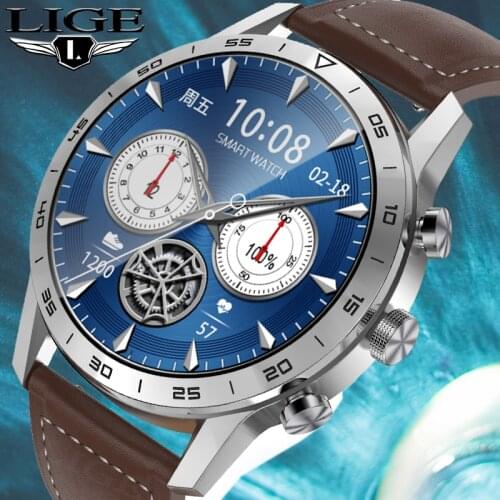 LIGE 454*454 HD Screen Smart Watch Men Dial Answer Call Wireless Charger Rotary Button IP68 Waterproof Music Play ECG Smartwatch