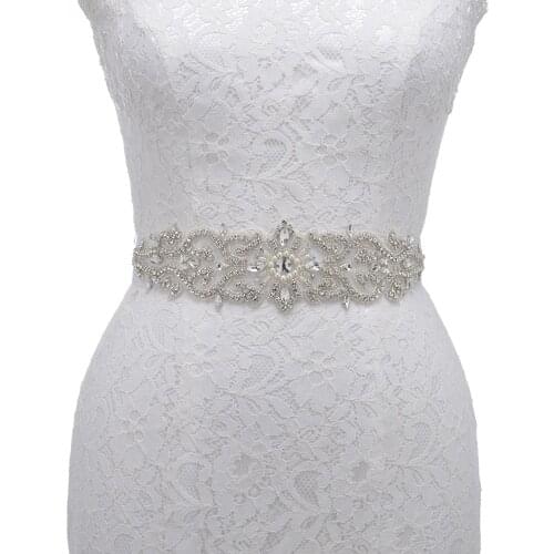 JLZXSY Wedding Bridal Sash With Pearl Rhinestone Sunflower Detailing Wedding Sash Belt Handmade Evening Dress Belt