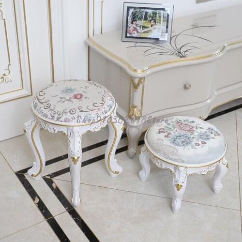 European Style Dressing Stool Bedroom Dressing Table Stool White Modern Simple Manicure Stool Household Shoes Stool Imitation So