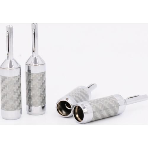 High Quality Audiocrast 4pcs/8PCS/16PCS Hifi Banana Jack High Quality Carbon Fiber Rhodium Plated Speaker Cable Banana Plug