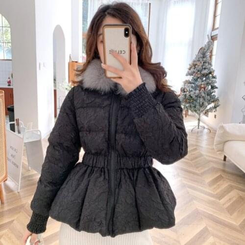 Real Fox Fur Collar Coat Female Winter 2021 Short Cotton Jacket Women Black Parkas Ladies Jackets Elegant Casaco Feminino Gxy154