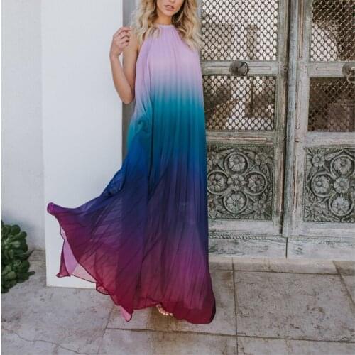 Womens halter beach long skirt halter neck chiffon dresses Womens summer long skirts evening dresses ladies chiffon dresses
