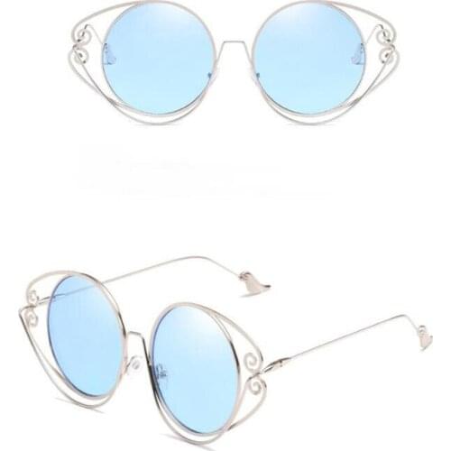 Zowensyh Personality round frame geometric irregular metal sunglasses wing mirror leg trend sunglasses lady sun glasses
