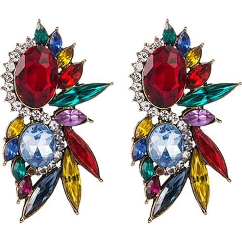 ZHINI 2020 Boho Handmade Rhinestone Sweet Crystal Stud Earrings Women 4 Colors Fashion Gold Earrings Jewelry Accessories brincos