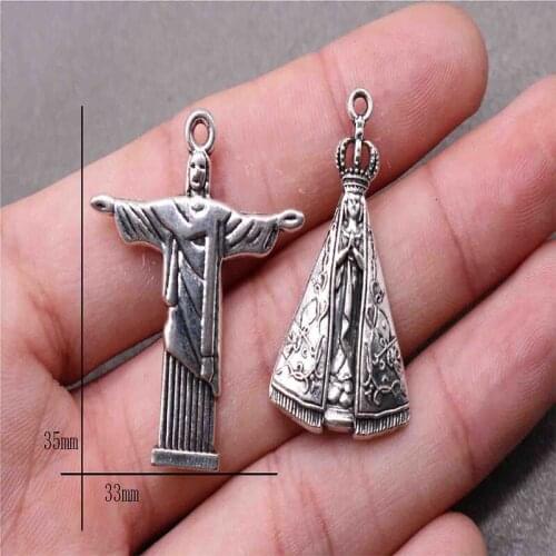 100 Pieces / Religious Brazil Jesus Medal, Brazil Jesus Bracelet Necklace Medal Accessories
