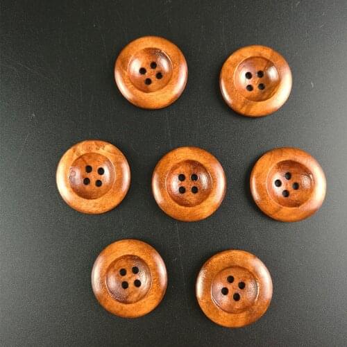 4 Holes 20pcs Round Wooden Buttons DIY Clothing Apparel Sewing Decorative Buttons 25mm(1") Scrapbooking Buttons for Clothing