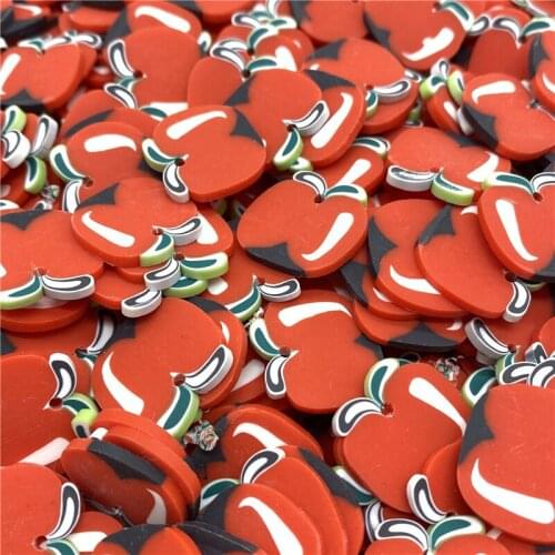 20Pcs/lot 20mm Red Apple Beads Flakes Clay Beads Polymer Spacer Beads For Jewelry Making DIY Bracelet Hairpin #A89-6