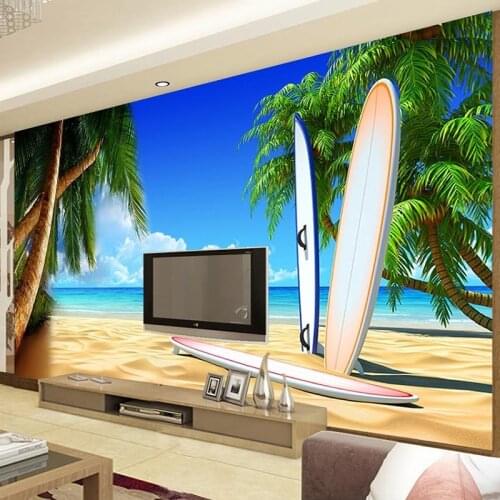 Custom Any Size 3D Mural Wallpaper Seaside Landscape Beach Photo Wall Painting Theme Hotel Home Decor Non-Woven Papel De Parede